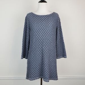 CMC Top Textured Knit Stretchy Quirky Eclectic Boho Gray Made in USA Vintage